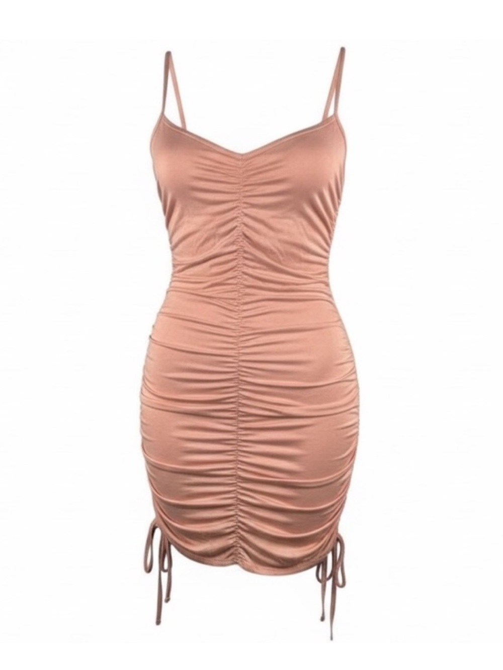 NWT Volcom Le Doja Chat Ruched Bodycon Mini Tank Dress — Clay Pink Blush Medium